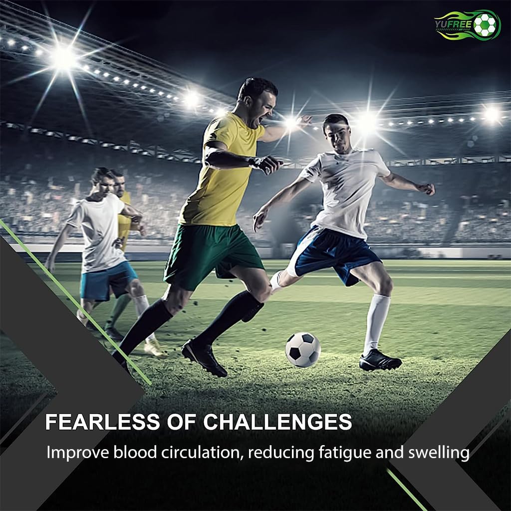 PROBEROS Football Socks for Running and Training featuring Anti Slip Grip and Breathable Cotton | Comfortable Over The Calf Design for Men and Women 3PCS