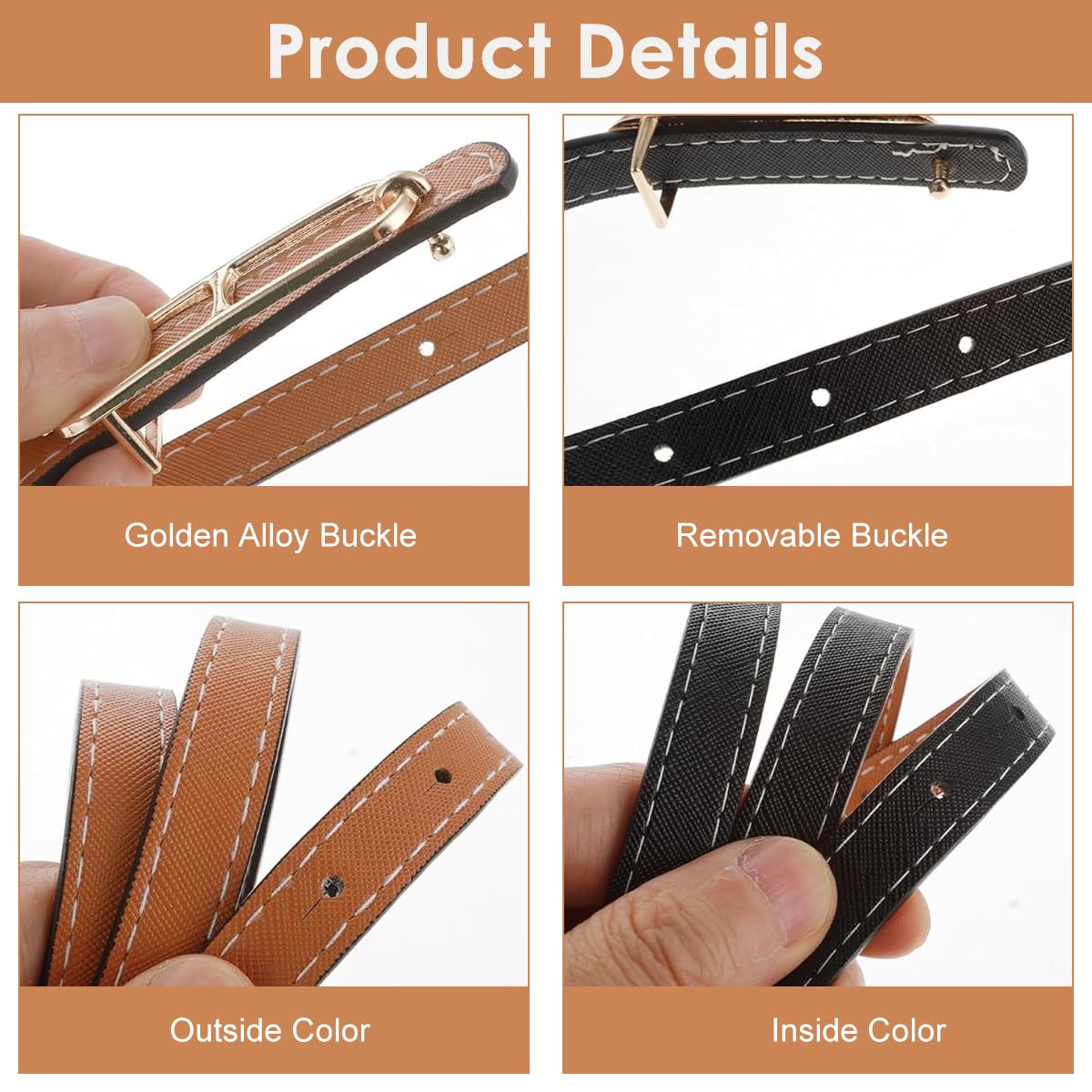 SANNIDHI Belt for Women featuring Reversible Dual Color Design in PU Leather with Gold Buckle