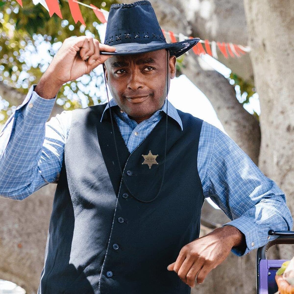 SANNIDHI Star Badge Lapel Pin for Cowboy Hat and Costume Parties | 2.6in Zinc Alloy Brooch