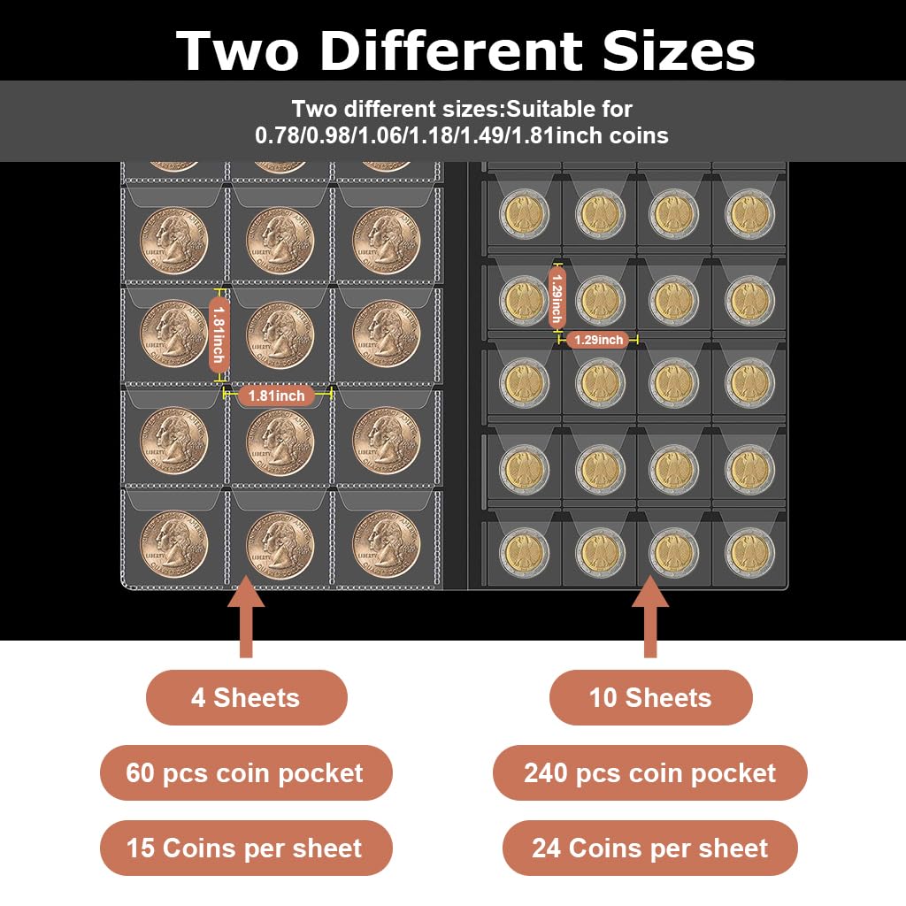 Climberty Coin Collection Album for Collectors with 300 Pockets and Hard Cover Protection
