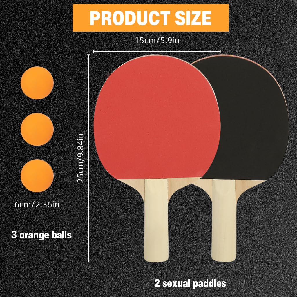 Proberos Table Tennis Racket Set for Kids with 3 Balls and Ergonomic Handles | 5 Ply Basswood Blades