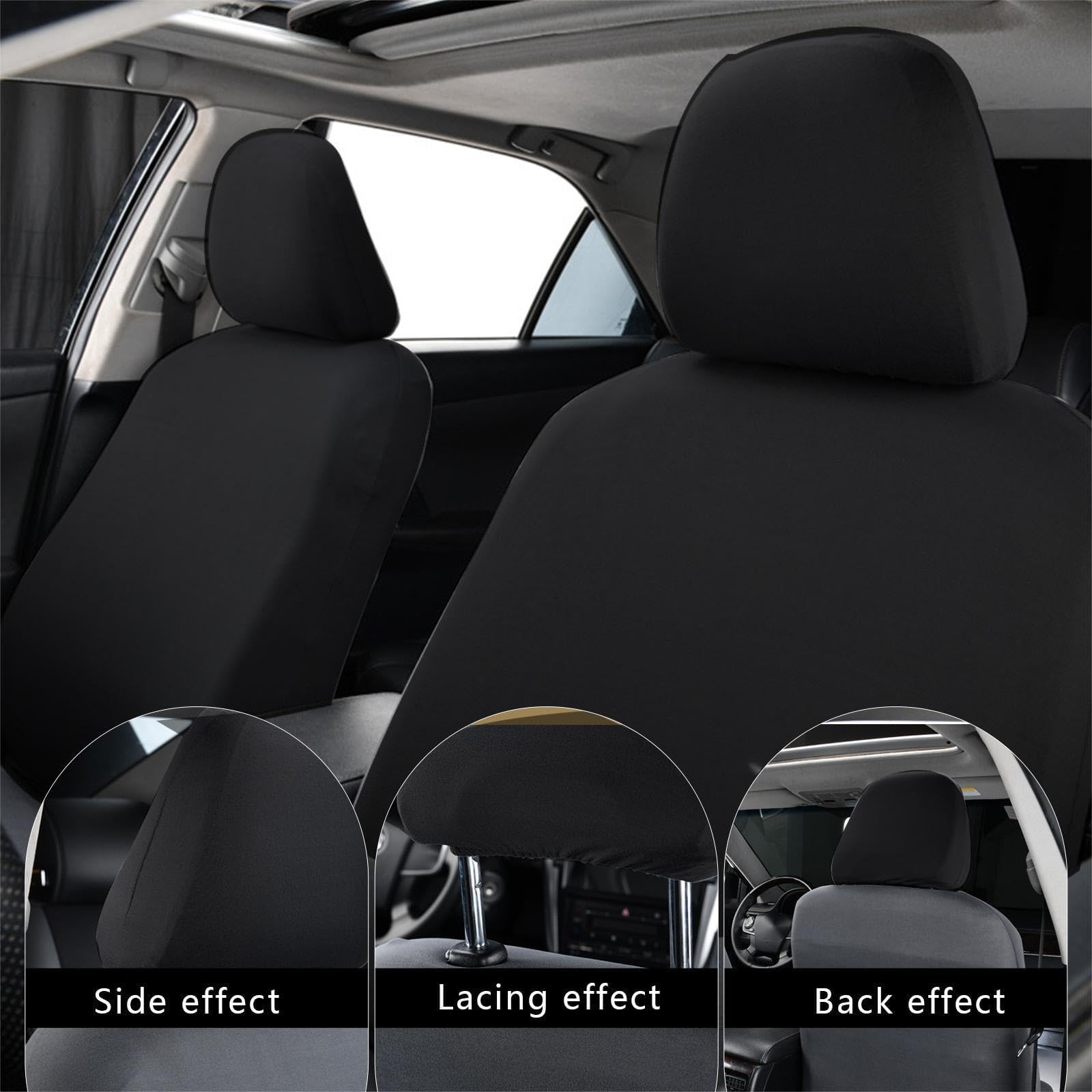 STHIRA Car Headrest Covers for Dustproof Protection featuring Stretchy Slip-on Fit 9 x 10.6 in | Minimalist Black Upholstery Accessory