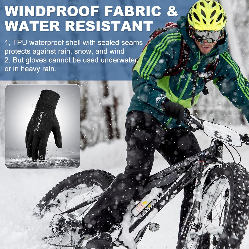 PROBEROS Winter Riding Gloves for Cycling with Touchscreen Fingertips | Windproof and Thermal Plush Lined
