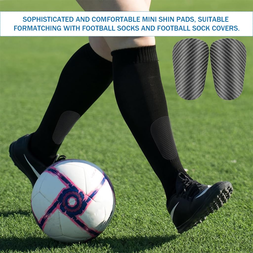 Proberos Mini Football Shin Pads for Kids with EVA Cushioning 9.5x6 cm Carbon Fiber Pattern | Versatile Outdoor Sports Protection