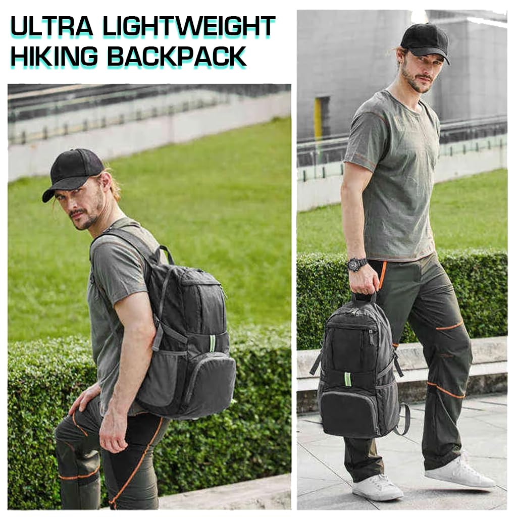 GUSTAVE Outdoor Backpack for Hiking with 30L Capacity and Foldable Waterproof Design | Black