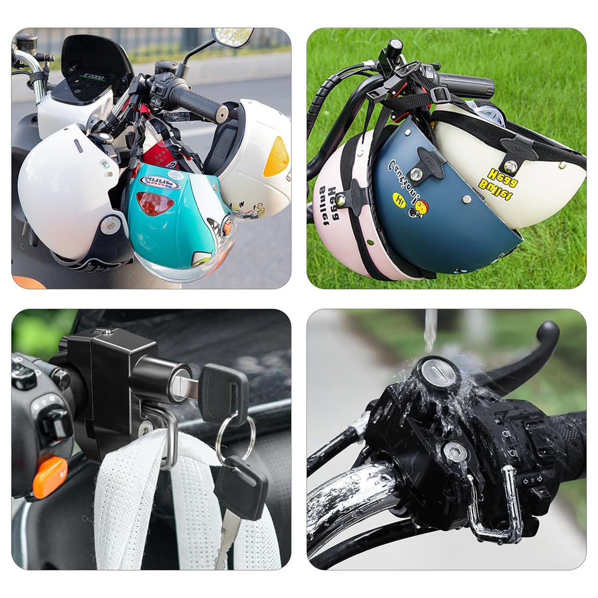 STHIRA Helmet Lock for Bike Handlebar 22–24mm with Aluminum Alloy Body and 2 Keys | Rustproof Anti Theft Security 2PCS