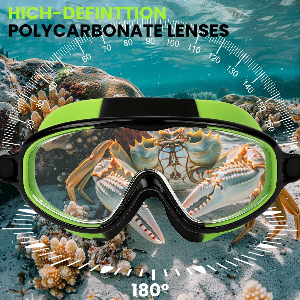 Zibuyu Swimming Goggles for Kids Ages 6–14 with Wide View and Anti-Fog UV Protection | Adjustable Silicone Frame