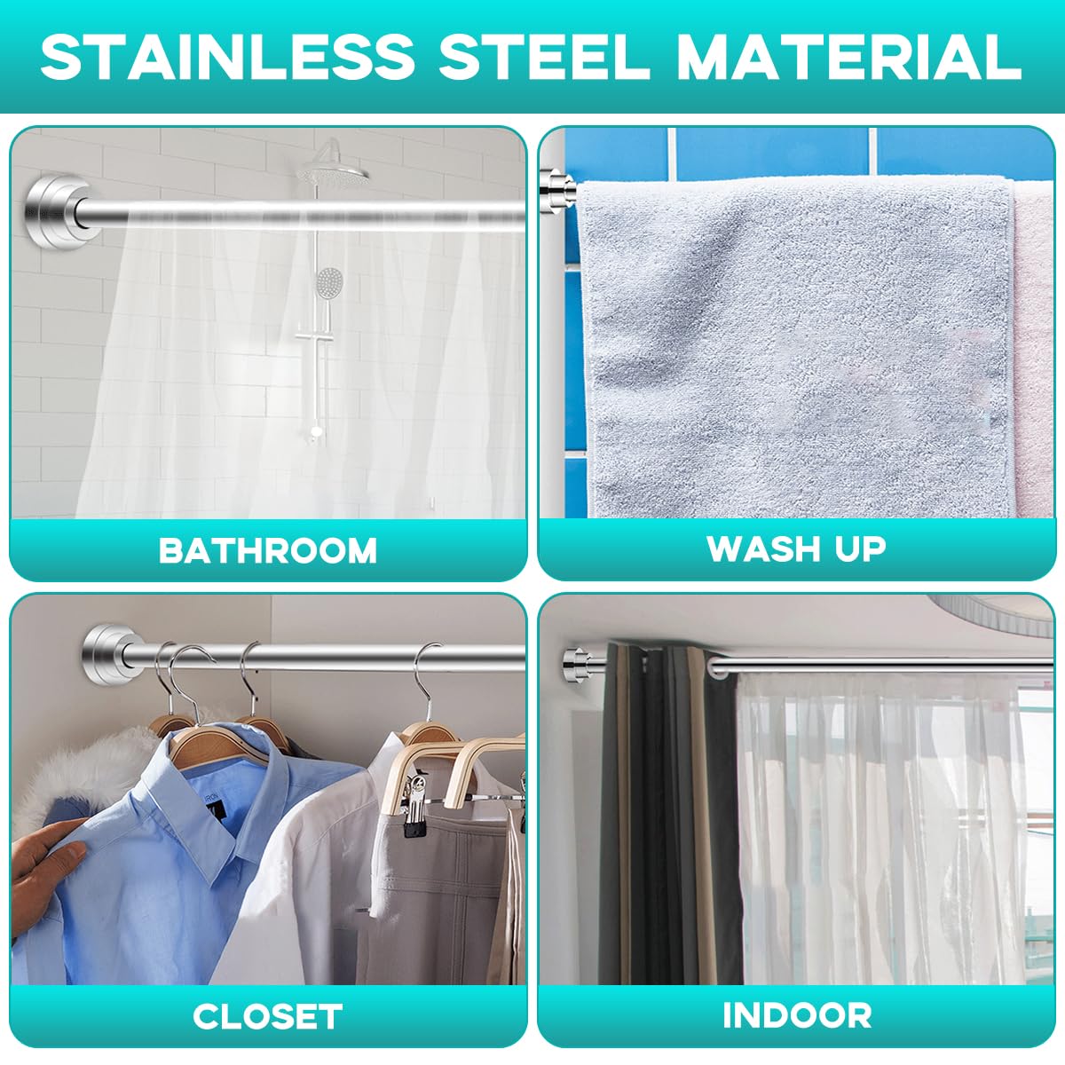 Supvox Retractable Curtain Rod 125–220 cm for Shower or Door with No Drill Setup | Modern Home Decor