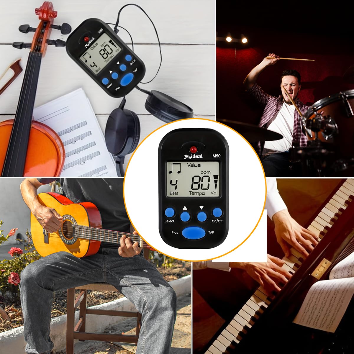 HASTHIP Digital Clip On Guitar Metronome with LCD Display and 3.5mm Jack | 3 PCS Battery Operated