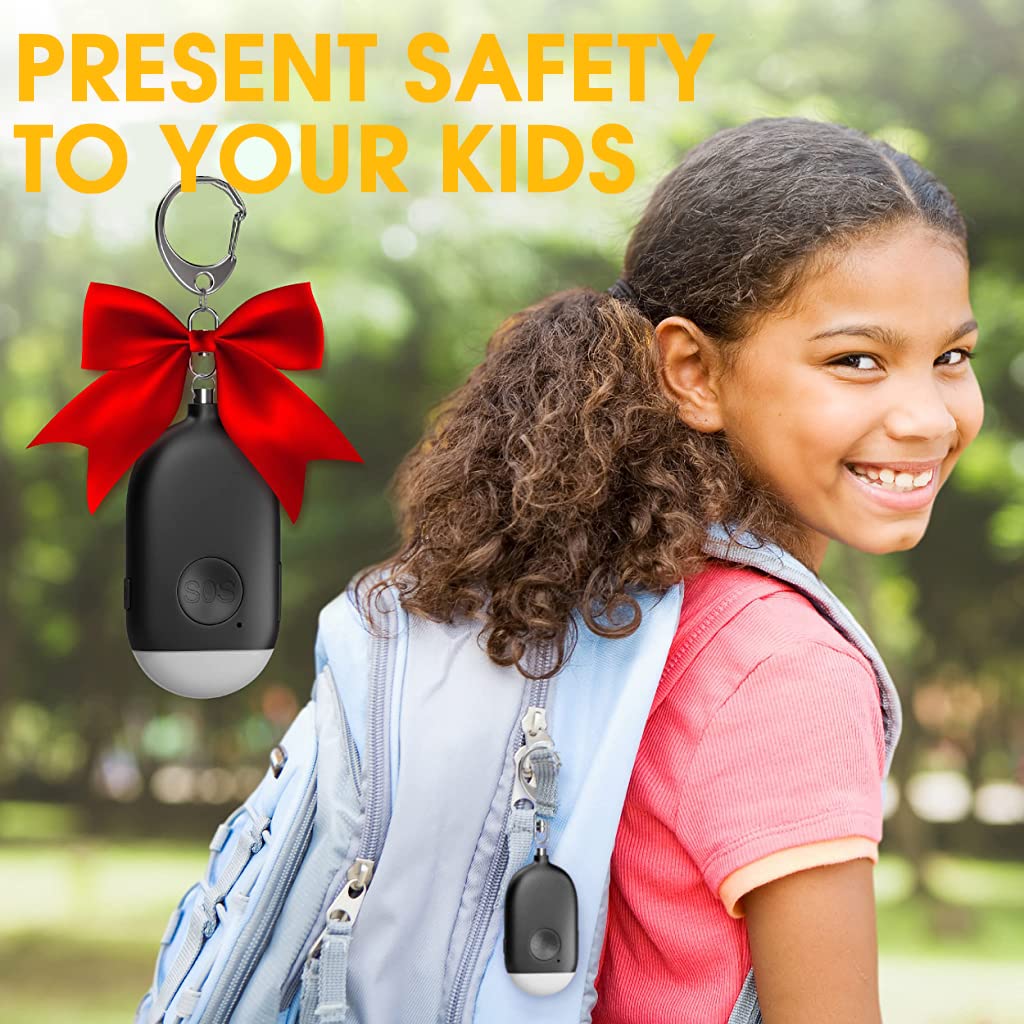 Supvox Self Defence Alarm Keychain for Personal Safety with 130 dB Siren and LED Light | USB Rechargeable Black