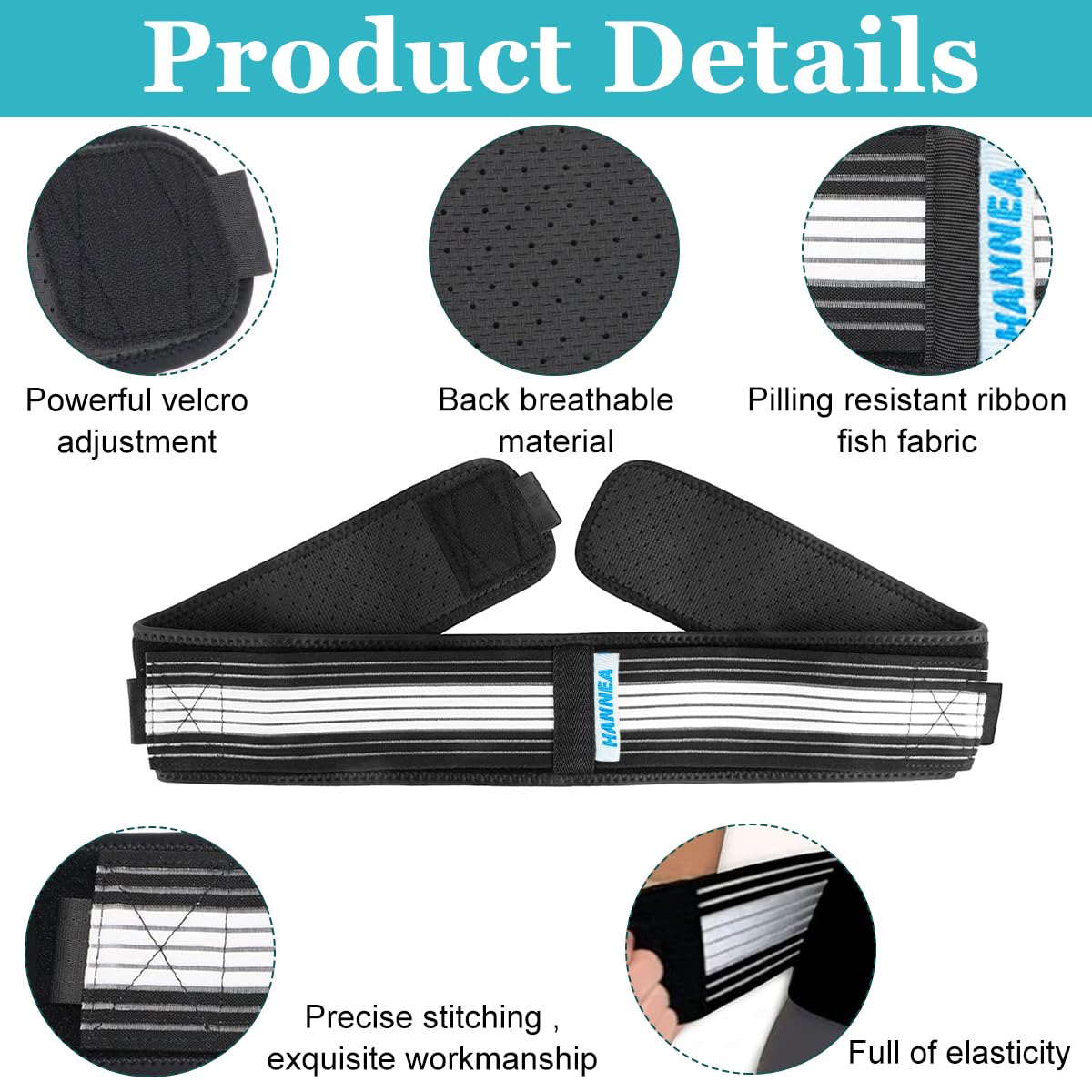 HANNEA Women Pelvic Support Strap for Lower Back Pain Relief with Dual Hook Loop Closure | Fits 32–47 in Hips and Non Slip Neoprene Design