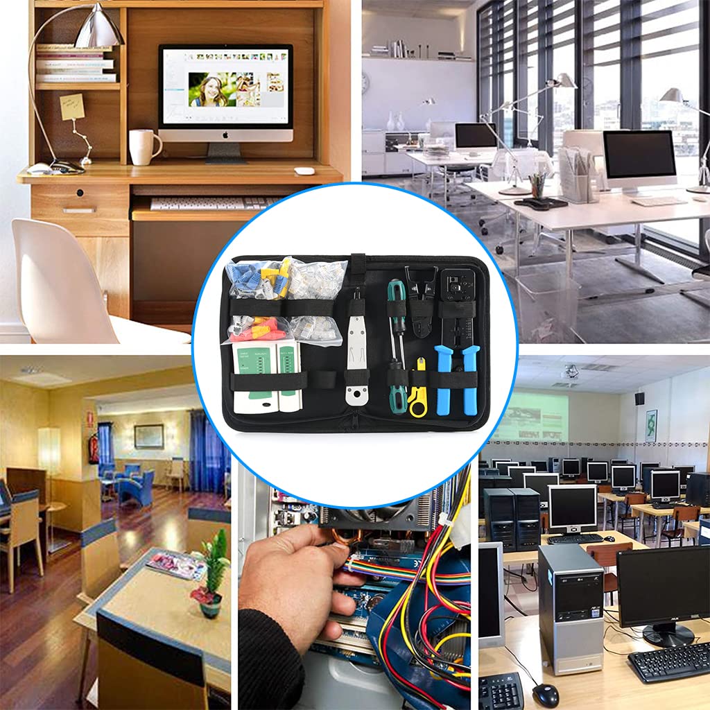 Serplex RJ45 Crimping Tool Kit for Cat6 Cat5e Network Setup with 50 Connectors and Tester