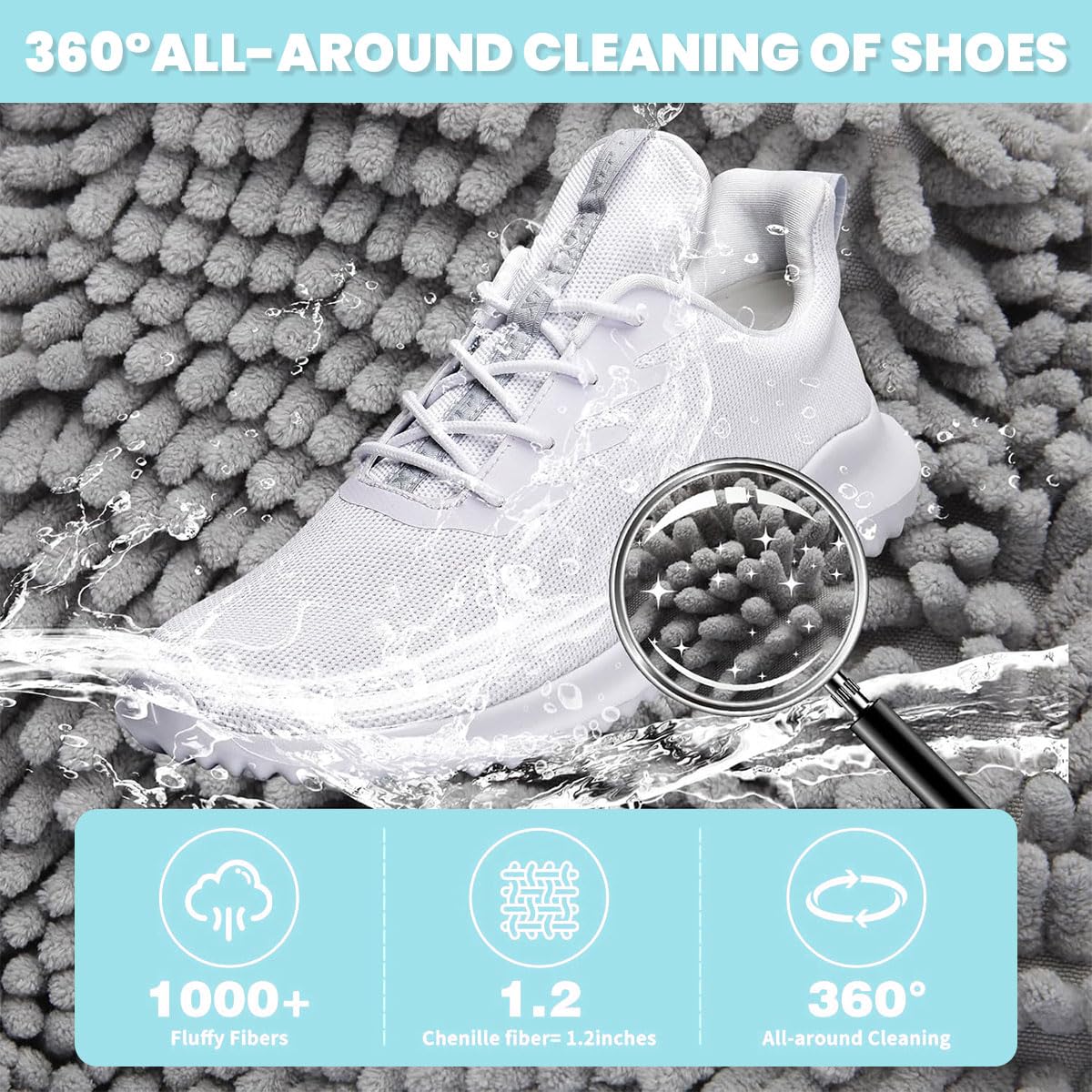 ZIBUYU Laundry Bag for Shoes featuring Soft Cleaning Bristles and Polyester Fabric | Grey