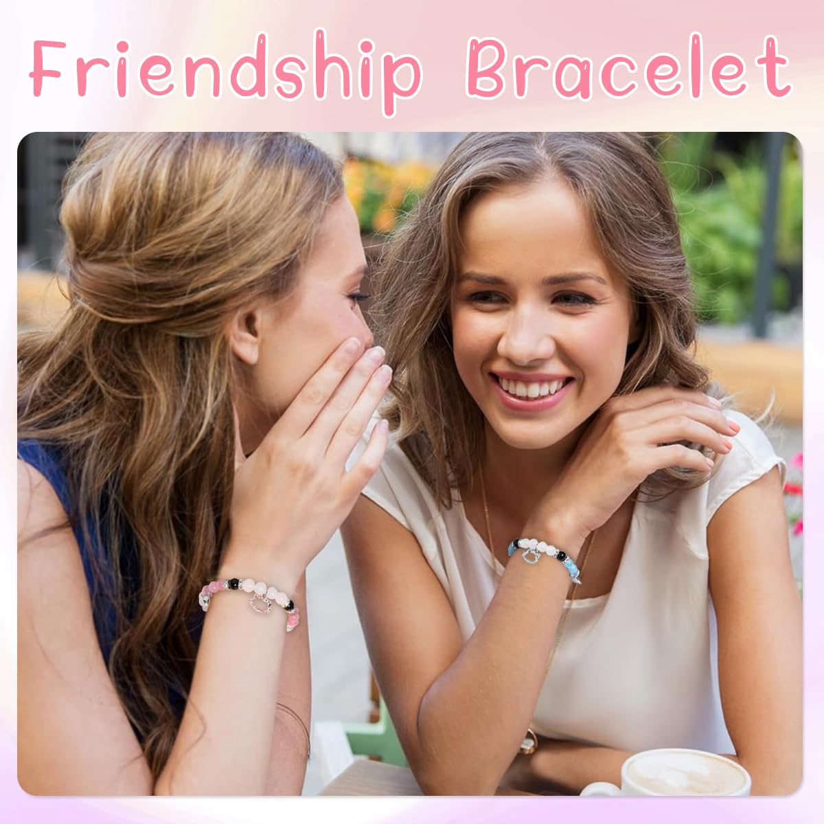 SANNIDHI Friendship Bracelet for Girls Matching Bracelets Hello Kitty Magnetic Opal Beads Bracelet for Woman Kids Kawaii Sisters BFF Couple Bracelets Gift for Friends