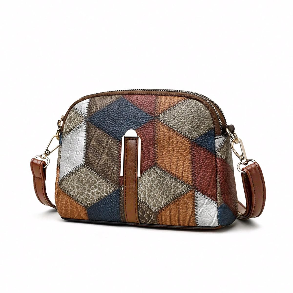 PALAY® Mini Colorblock Crossbody Bag, Retro Rhombus Pattern Purse, Fashion Shoulder Bag