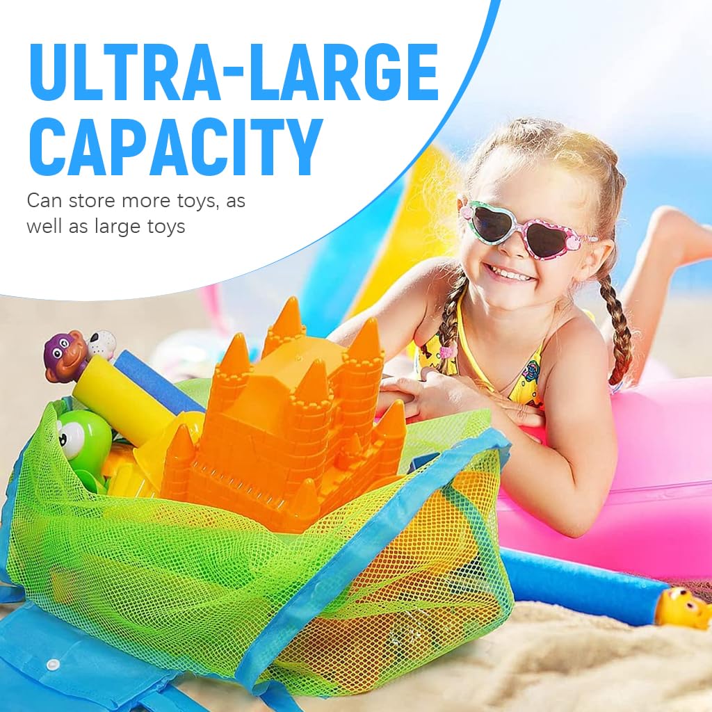 PATPAT Mesh Beach Bag for Sand Toys with Zippered Pouch and Polyester Mesh | Kids Storage