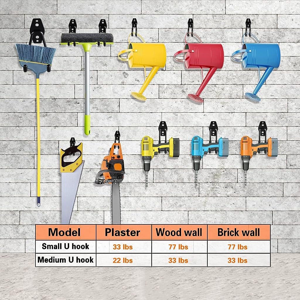Serplex Garage Hooks for Tools Storage featuring Rubberized Curved Grips and Steel Build | 4 Pack