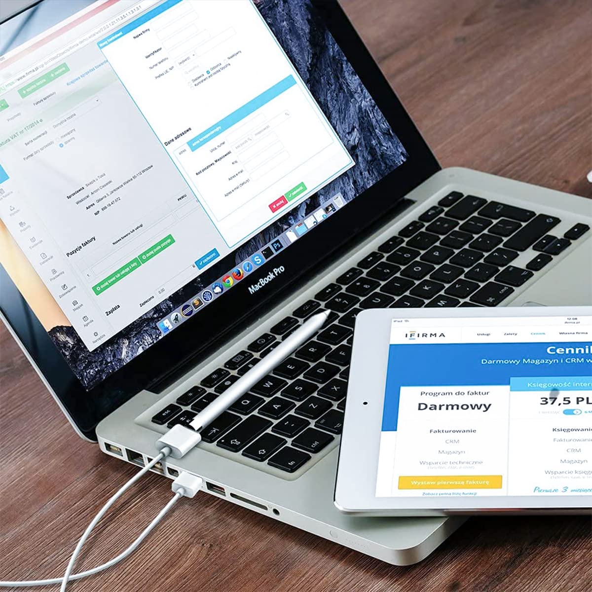 Zeitel Charging Adapter Cable for Apple Pencil 1st Gen with Flexible PVC Connector 1 m White