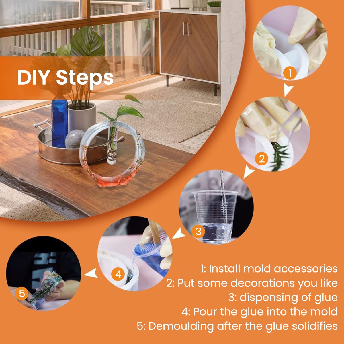 HASTHIP Vase Tube Resin Molds for DIY Hydroponic Desk Stand with 2×12cm Tubes | Silicone Epoxy Mold for Plant Propagation and Home Decoration
