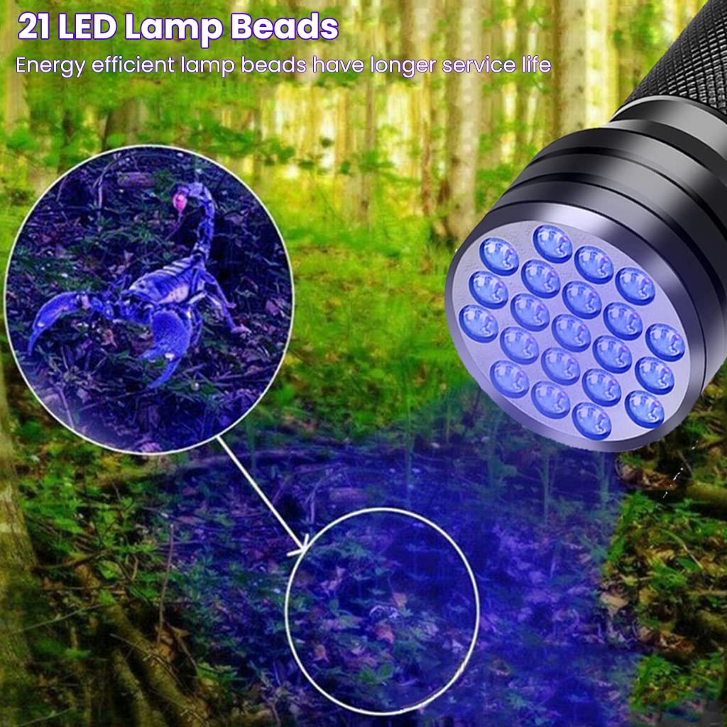 Qpets® UV Light Torch 21 LEDs, UV Flashlights Black Light for Pet Urine Detection, Blacklight Detector for Dog Urine, Pet Stains, Bed Bug on Carpet/Rugs