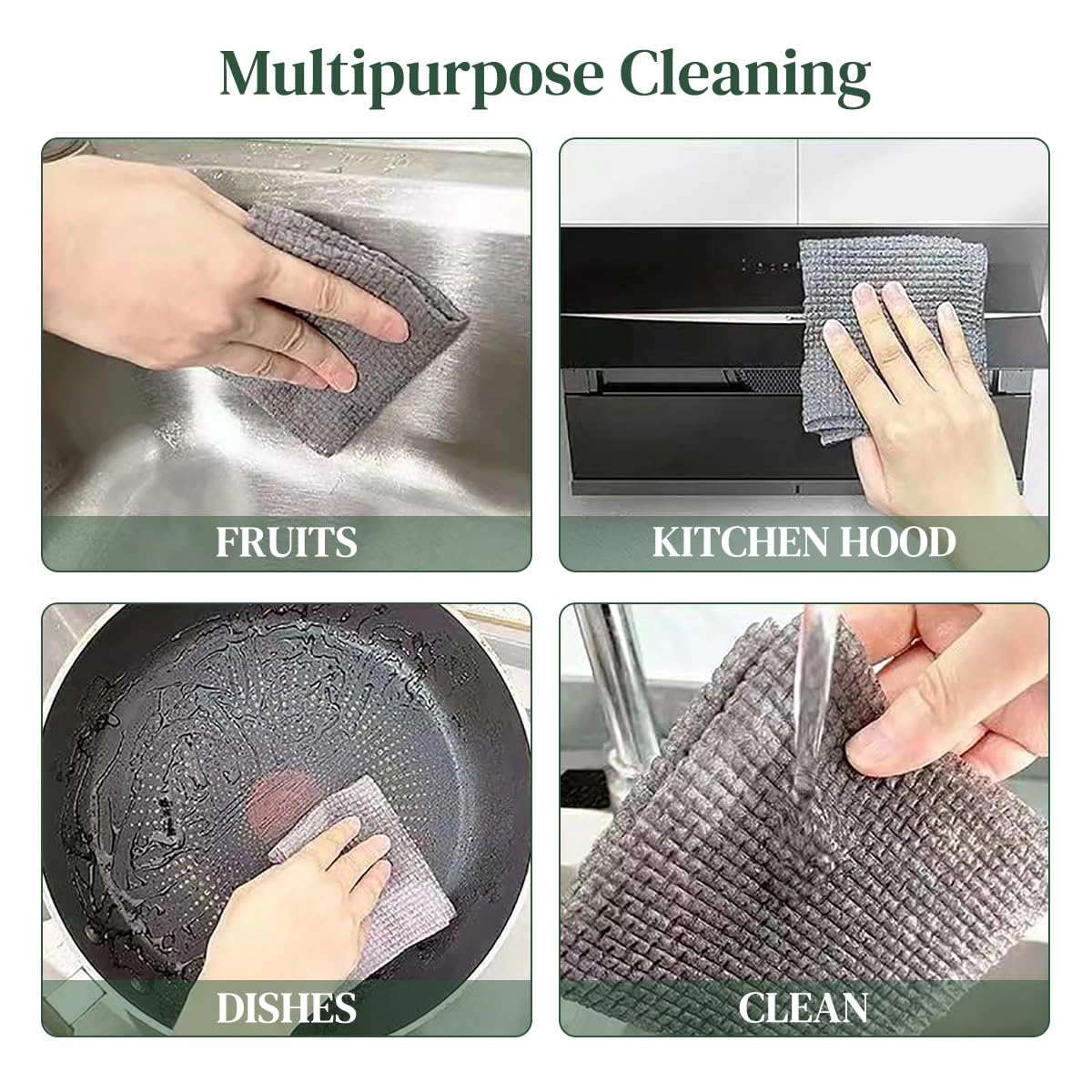 Supvox Dishwashing Rag for Kitchen Cleaning with 8.6 in Sheets 50 pcs | Non‑Scratch Microfiber