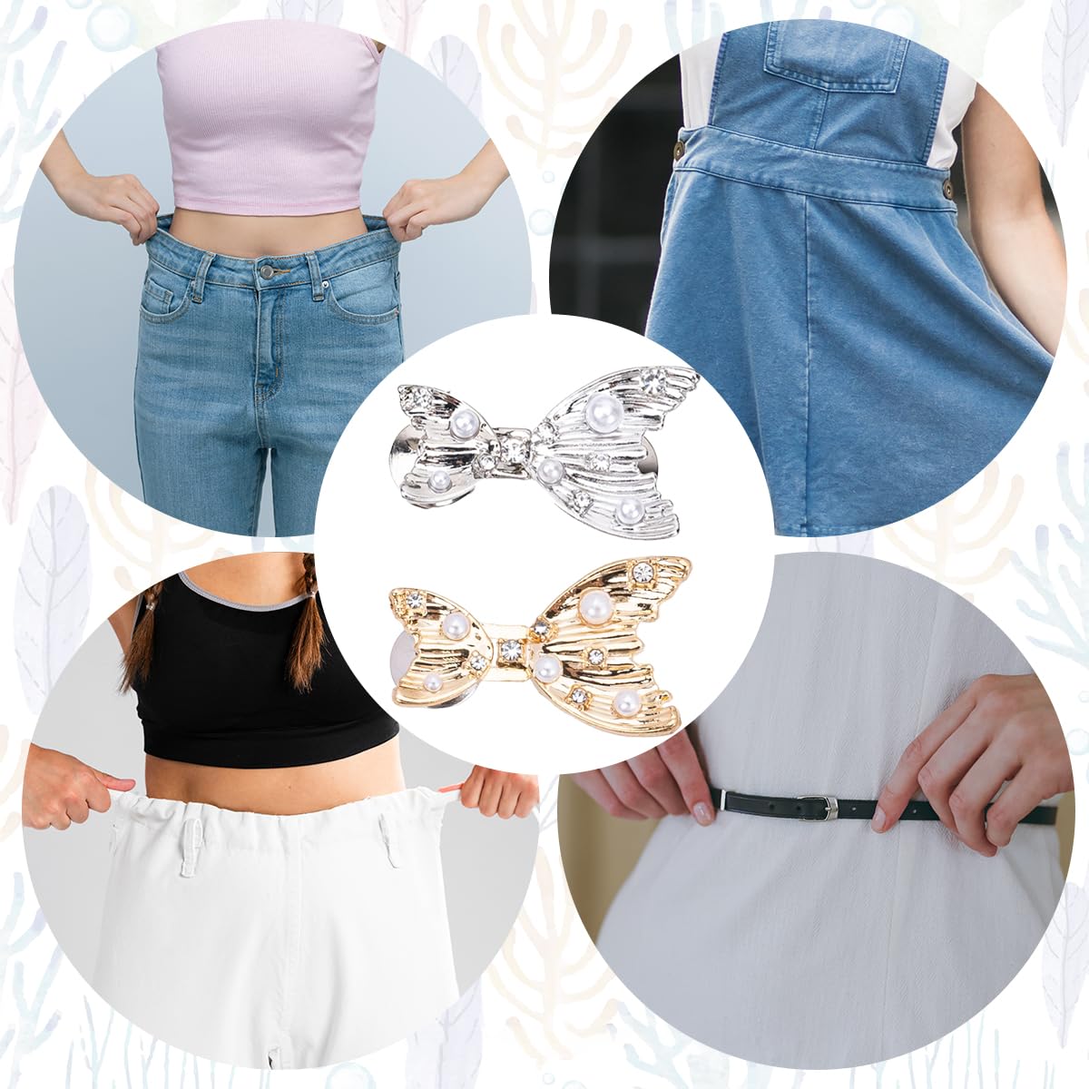 SANNIDHI Jeans Waist Tightener for Pants and Skirts featuring Fish Tail Buttons Set of 2