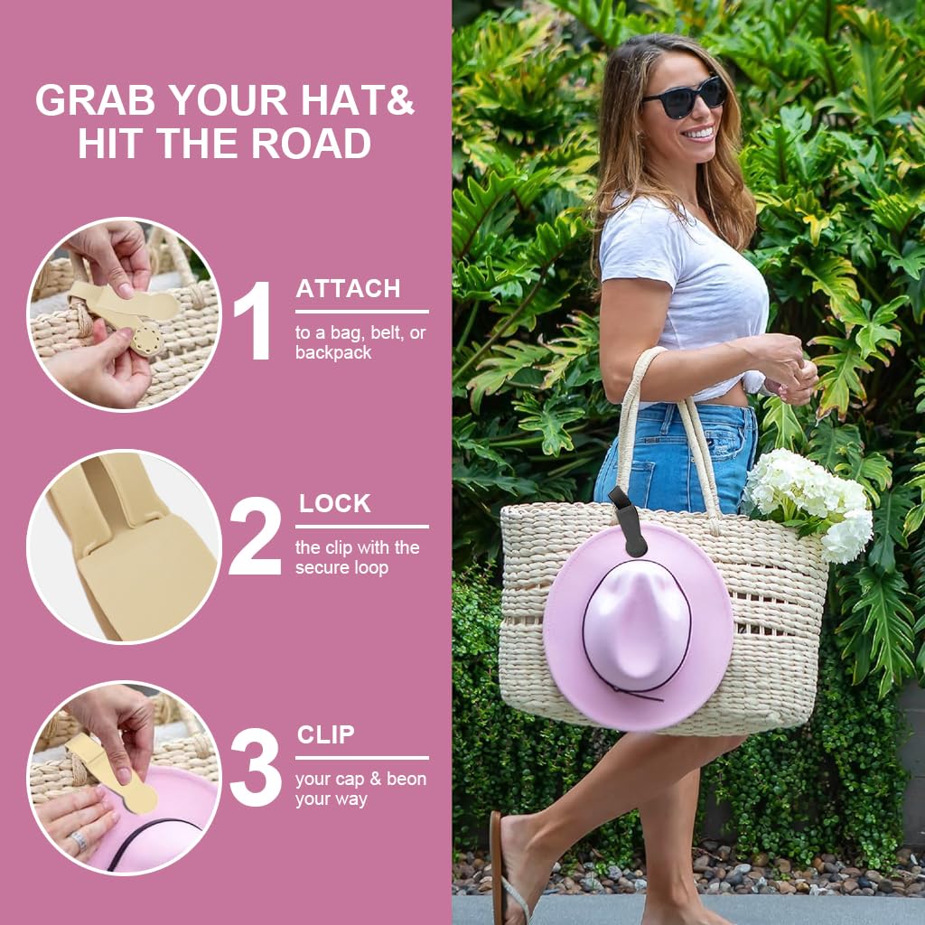 MAYCREATE Elastic Hat Clip for Travel with Strong Magnetic Closure and Silicone Grip | 2 Pack