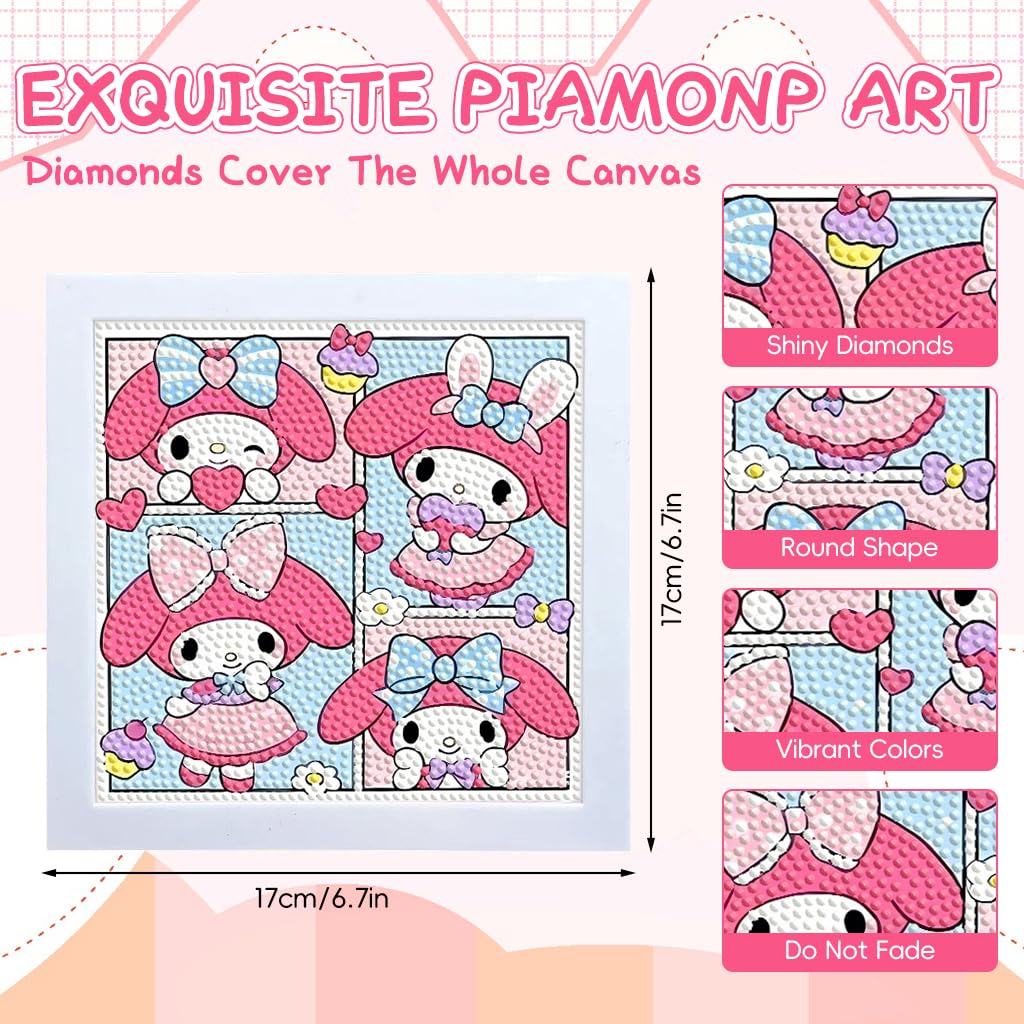PATPAT DIY Diamond Painting Kit for Kids featuring Cute Melody Art with Wooden Frame 2PCS