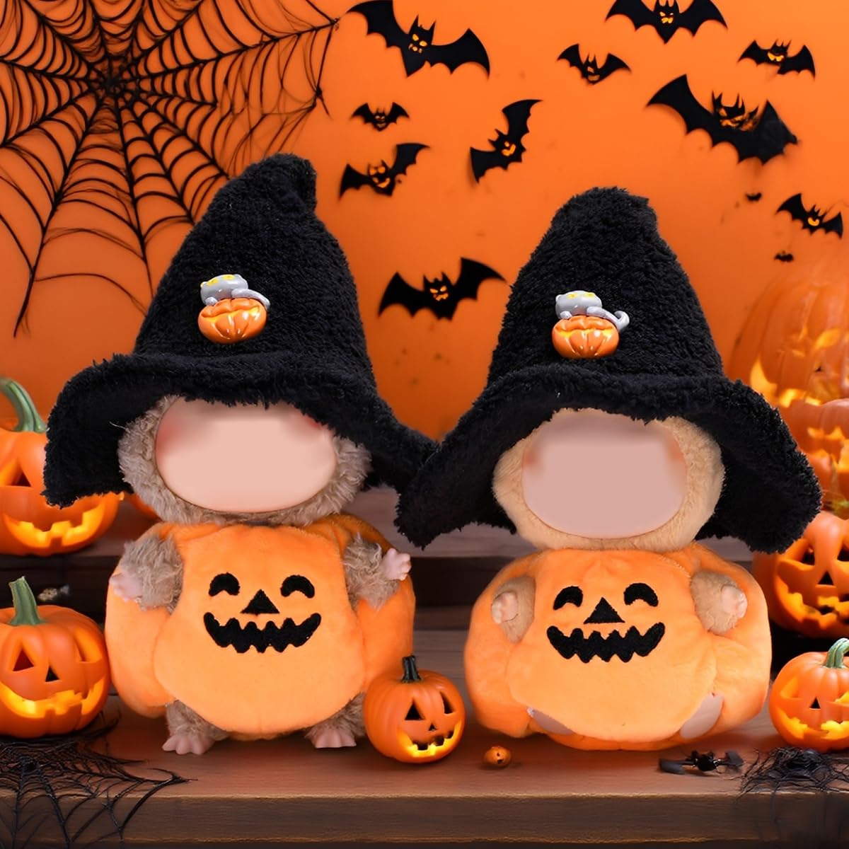 PATPAT Halloween Wizard Pumpkin Jumpsuit for 4'' and 6'' Collectible Dolls with Hat | Festive Display Outfit