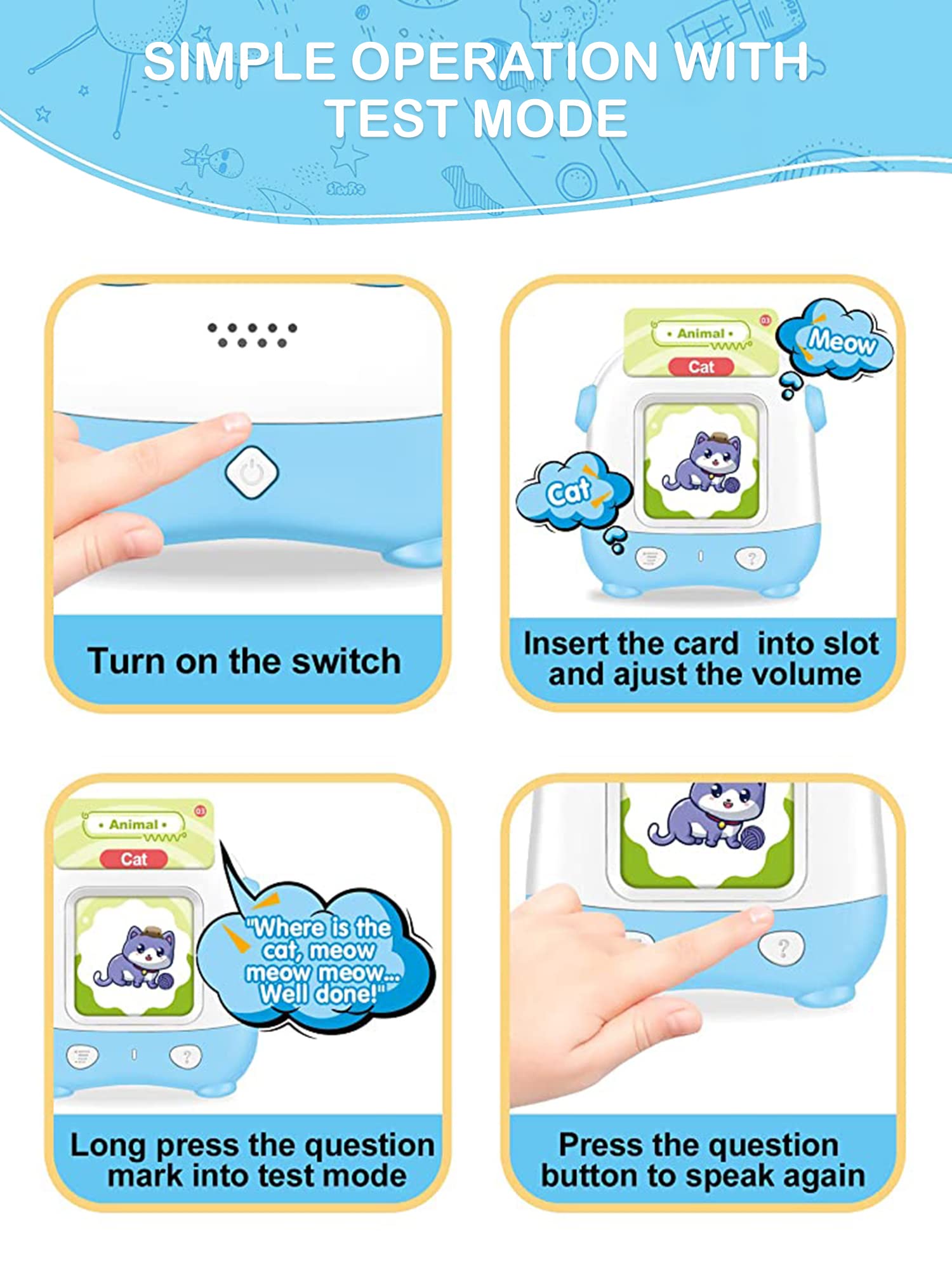 SNOWIE SOFT Talking Flash Cards Learning Toys for Kids with 120 Cards and Quiz Mode | Rechargeable Reading Machine