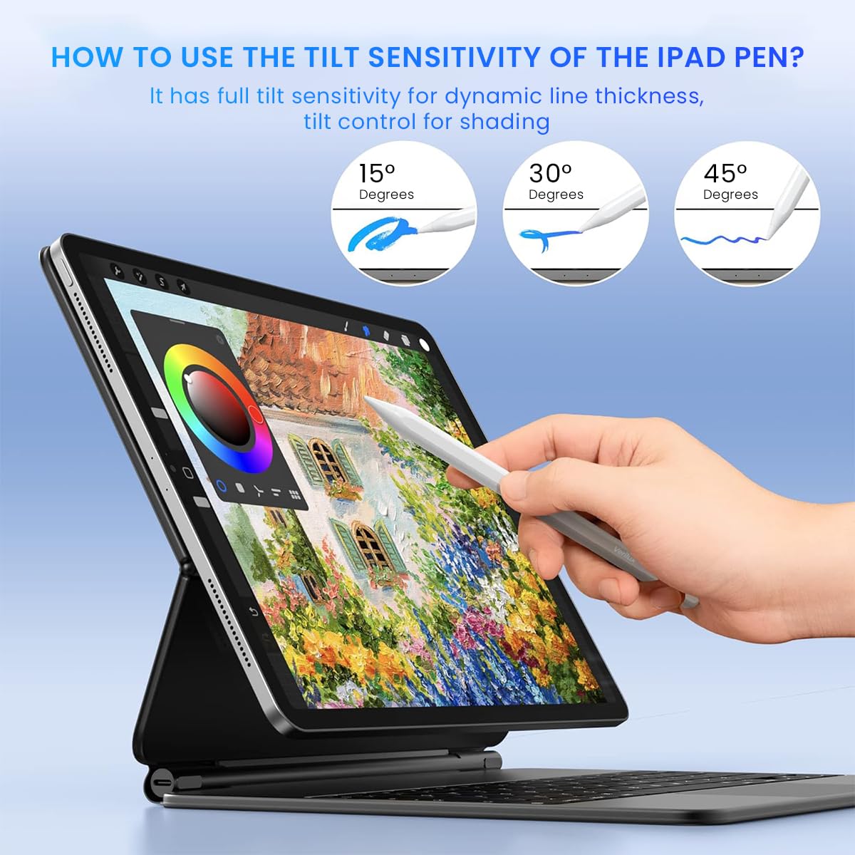 Verilux® Stylus Pen for iPad 2018 and Later iPad Pencil with LCD Power Display High Precision & Double Tap ON/Off Pencil & Palm Rejection for Apple Tablet Smart Pen for Tablet with Tilt Sensitivity