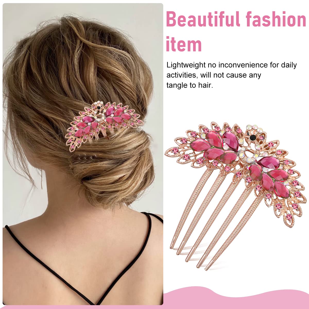 PALAY® Hair Comb Clips for Hair for Women Peacock Crystal Hair Side Comb Metal Hair Comb Pin Hair Accessories for Women Stylish Bun Bridal Headpiece