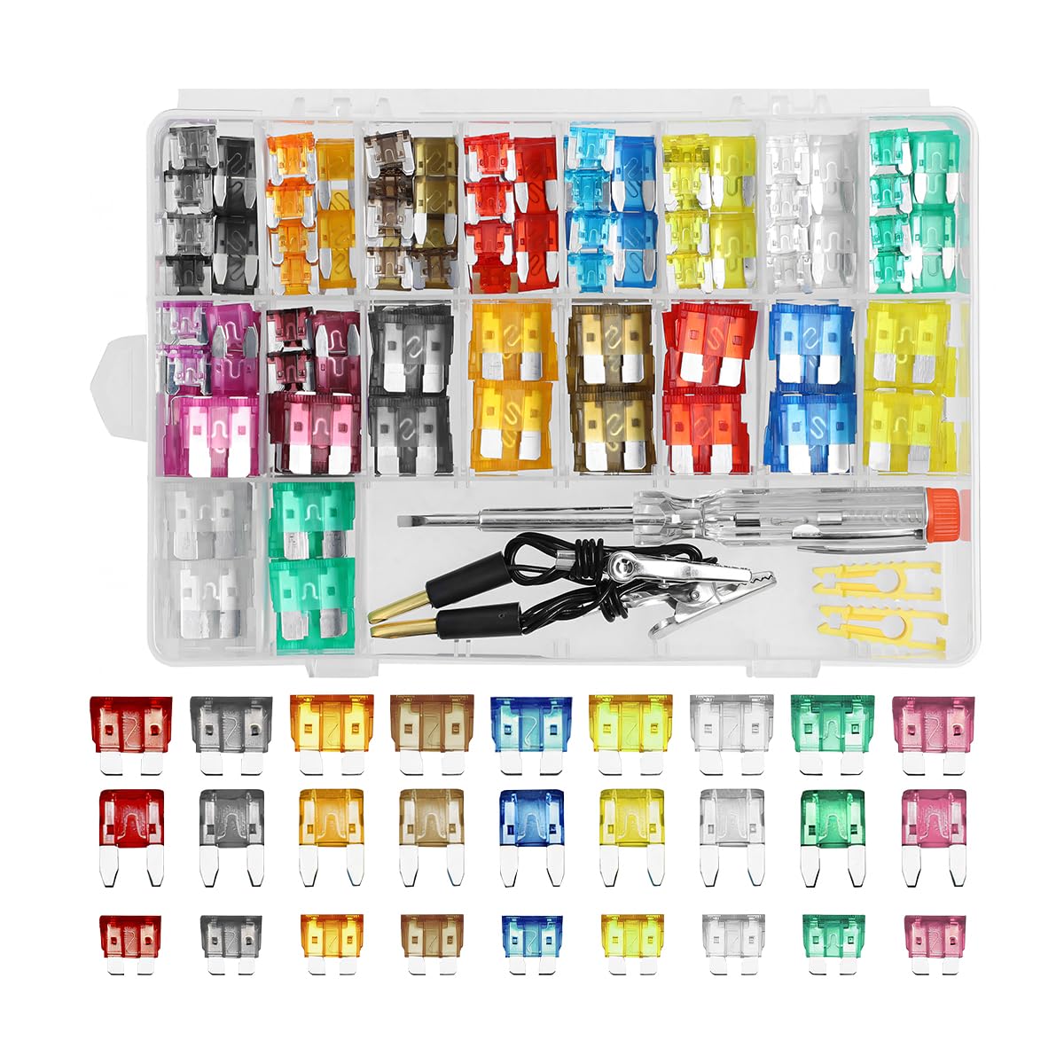 STHIRA® 306Pcs Car Fuses, Mini Blade Fuses, Standard Car Fuses & Low-profile MiniFuse, with Fuse Tool & Fuse Tester, Color-coded Blade Car Fuses with Box
