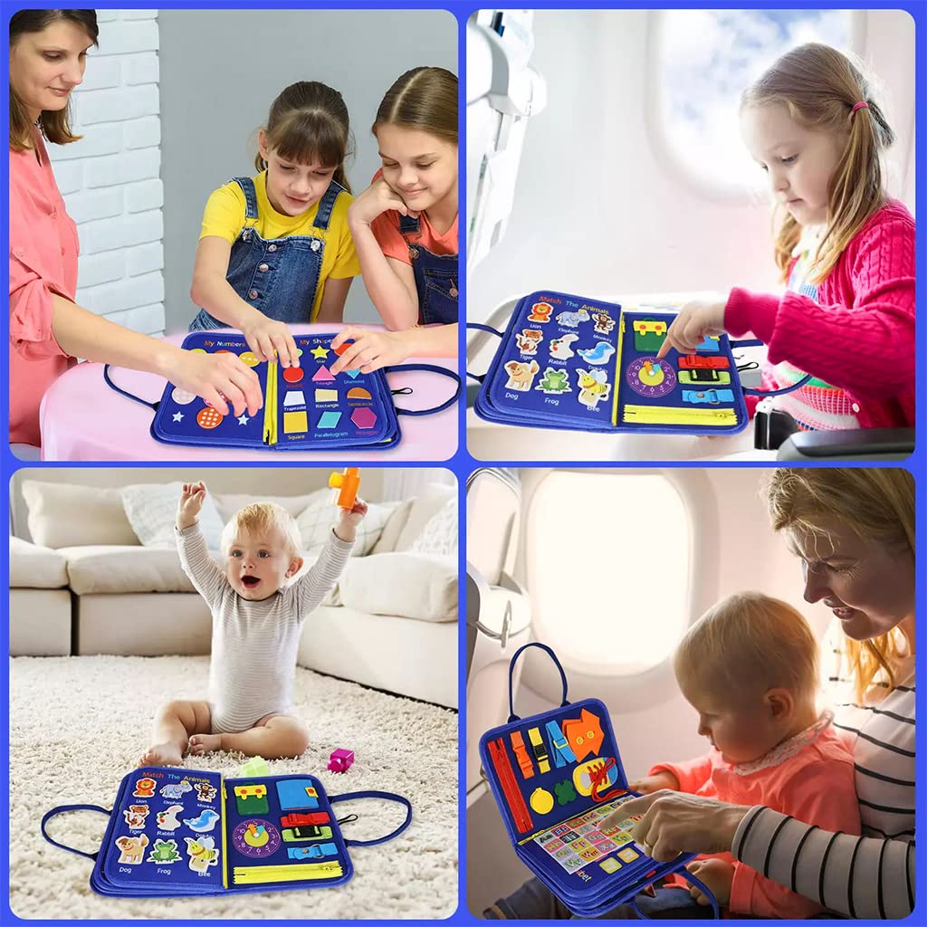 SNOWIE SOFT Busy Board for Toddlers featuring Zippers Buttons and Buckles | Soft Felt Montessori Toy