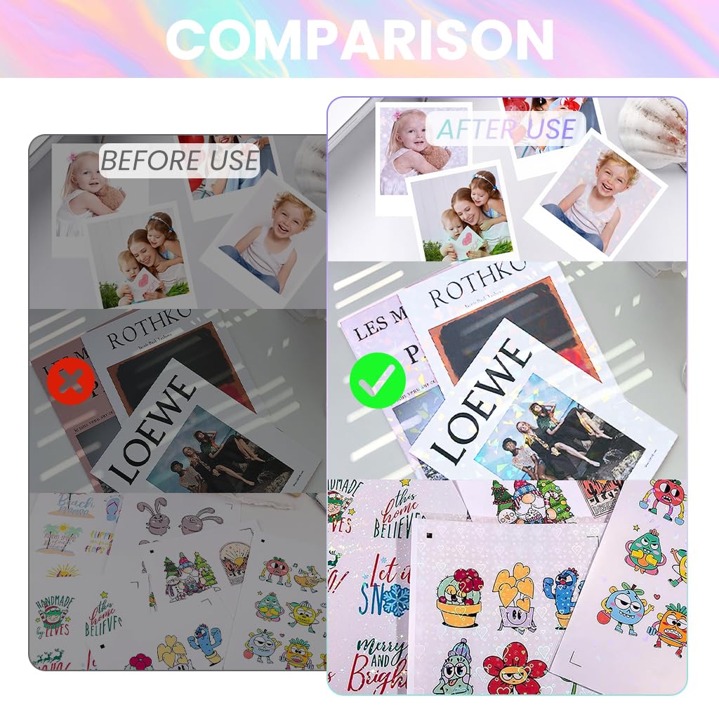 OFIFO Holographic Vinyl Sticker Paper for DIY Crafts with 36 A4 Sheets | Waterproof and Self Adhesive