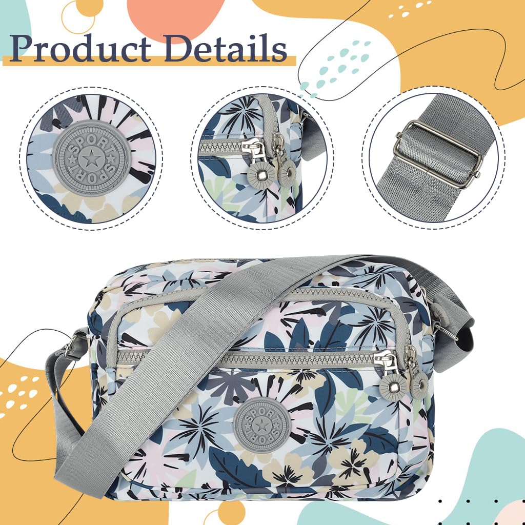 Zibuyu Crossbody Bags for Women with Multi Pockets and Adjustable Strap | Waterproof Nylon Design for Travel and Daily Use
