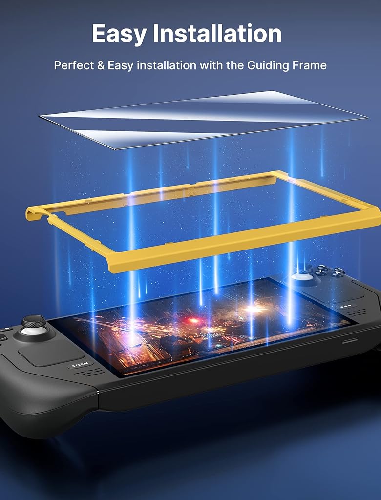 JSAUX® 2-Pack Steam Deck Screen Protector Ultra HD Glass 9H Hardness Guiding Frame Scratch Resistant Tempered Screenguard with Toolkits 2PCS