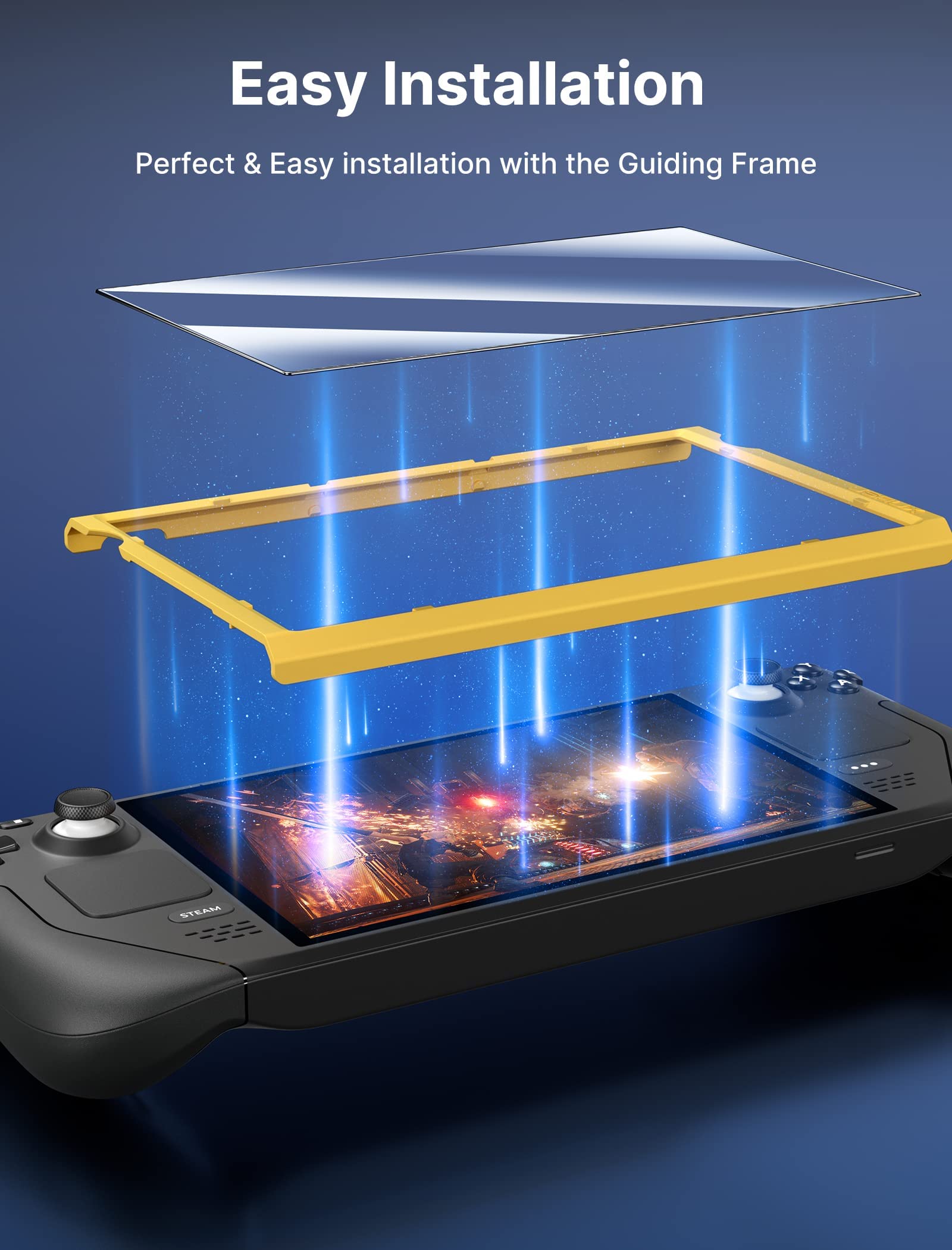 JSAUX Steam Deck Screen Protector 2 Pack with 9H Tempered Glass and Guiding Frame | Scratch Resistant Full Coverage 7 Inch