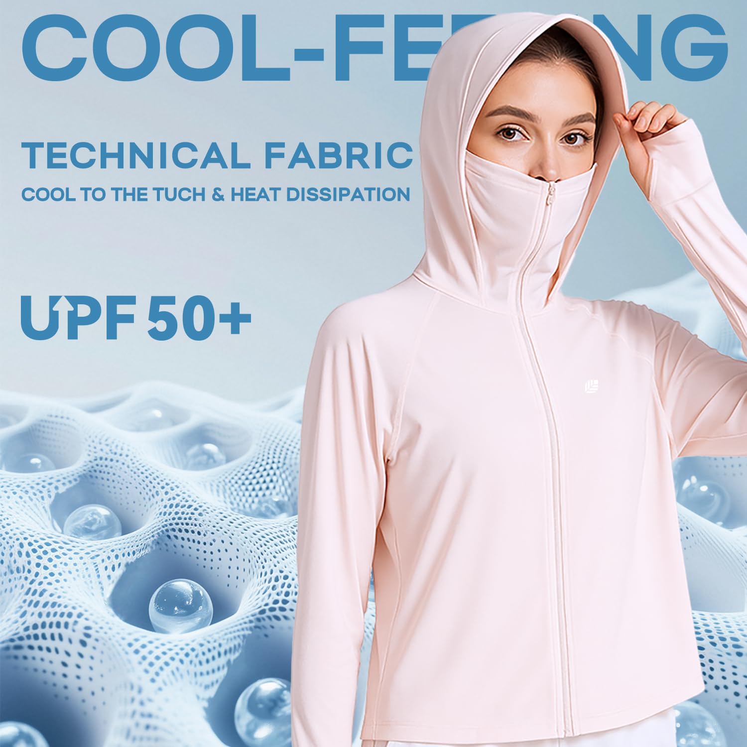 Venzina Women's UPF 50+ Lightweight Athletic Jacket for Hiking with Ponytail Hood | Quick-Dry Cooling Sun Protection