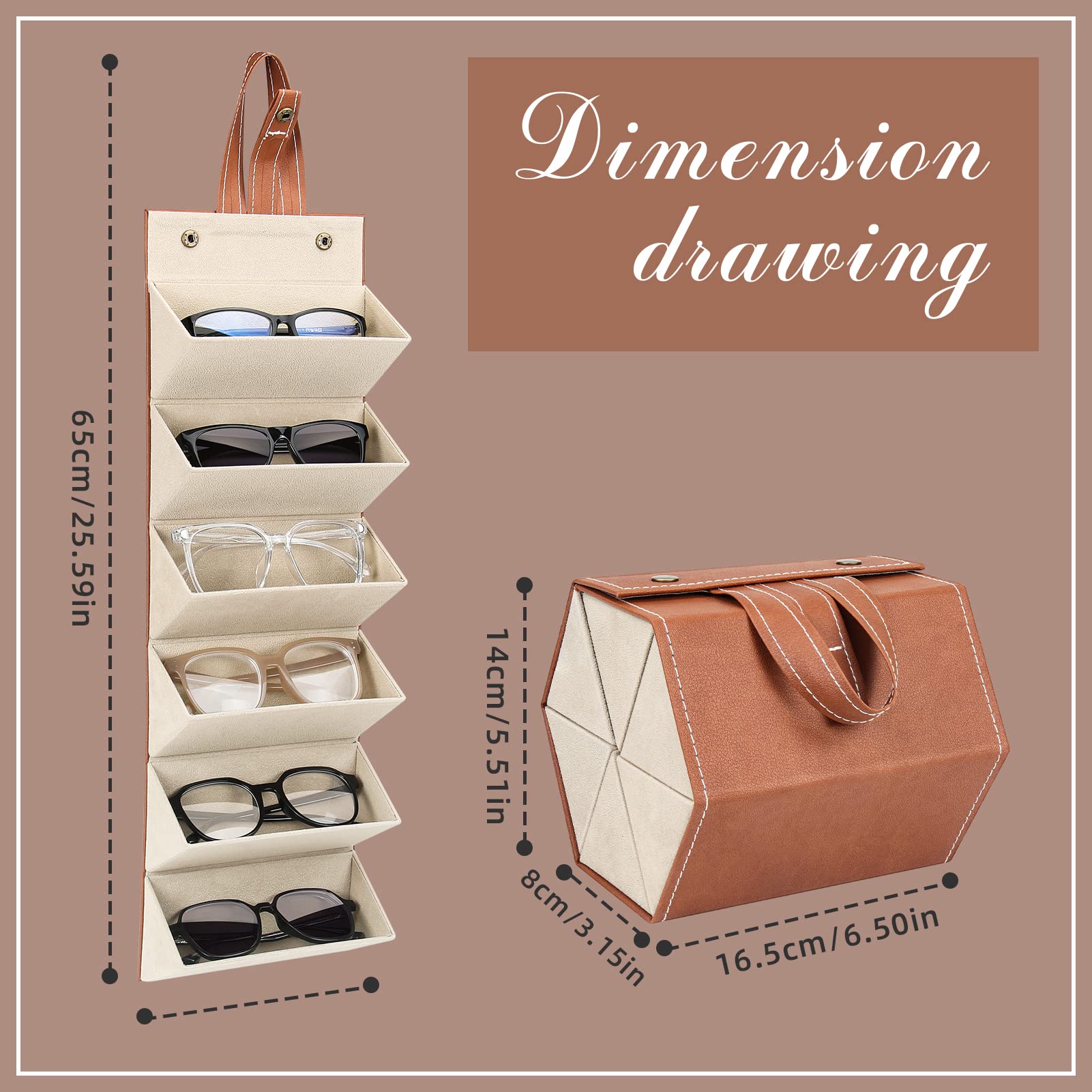 PALAY® 6 Slot Sunglasses Organizer Box Men Women Eyewear Holder Portable Folding Sunglasses Organizer Case Wall Hanging Glasses Holder Rack Sunglass Case Multiple Sunglasses Spectacle Case