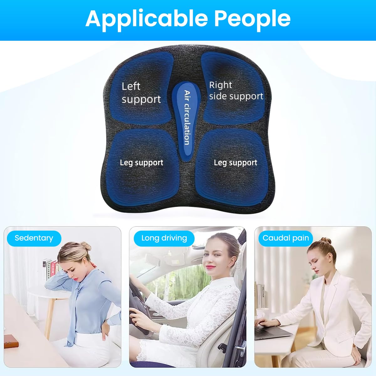 STHIRA Car Seat Cushion for Long-Distance Driving with Ergonomic Support and Anti-Slip Base 40x34x8cm | Breathable Memory Foam Comfort