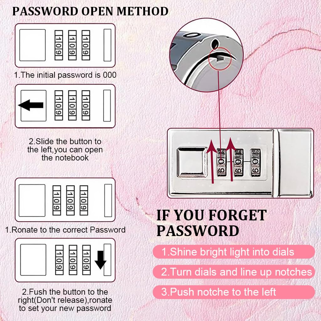 Climberty Diary With Lock for Girls featuring 3 Digit Password | Soft PU Leather A5 192 Pages