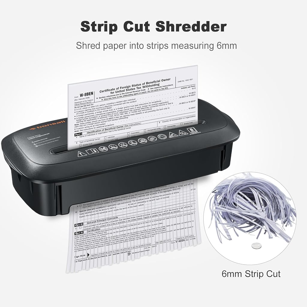 Climberty® StripCut Paper Shredder for Home & Office Use, 8 Sheets, Overheat Protection, 3.4 Gallon Trash Can