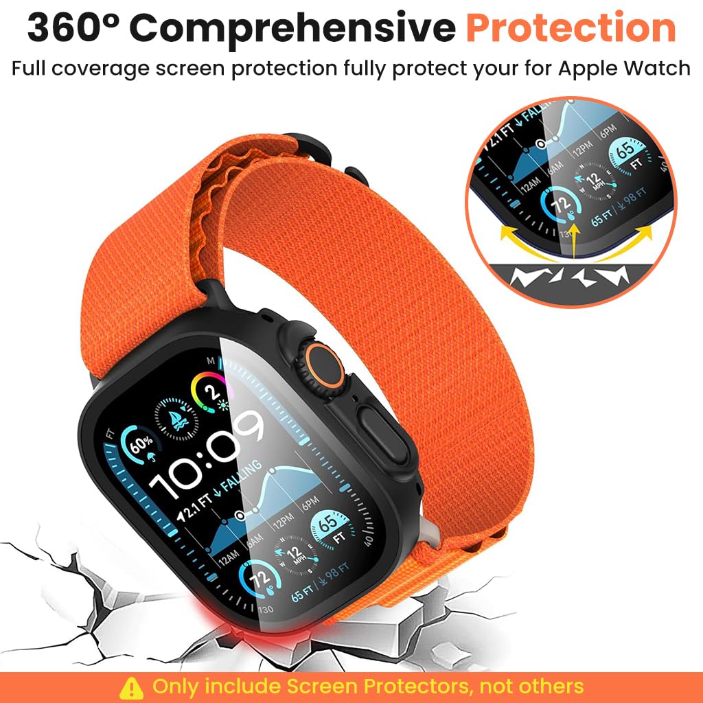 ZORBES Watch Case for iWatch Ultra 3 49mm featuring Snap On Fit and HD Tempered Glass | 2 Pack Black