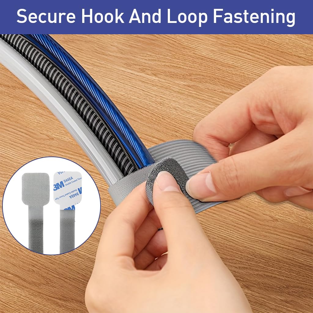 Serplex Cable Ties 20Pcs for Desk and Wall Cord Management with Self Adhesive Hook and Loop | 3.54 in Nylon Organizers