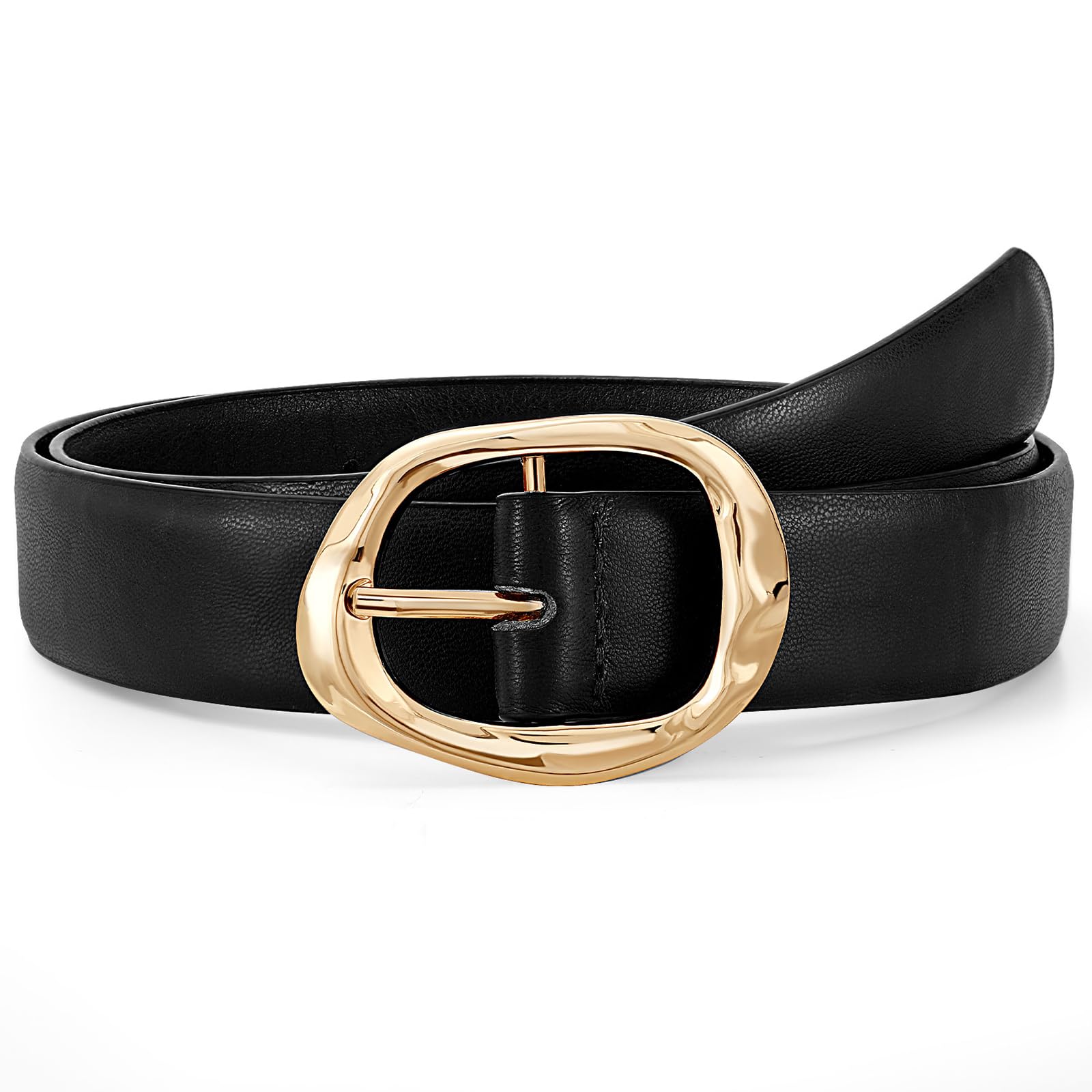 SANNIDHI® Women Leather Belt for Jeans Pants Ladies Casual Waist Belt Fashion Women Belt with Gold Buckle