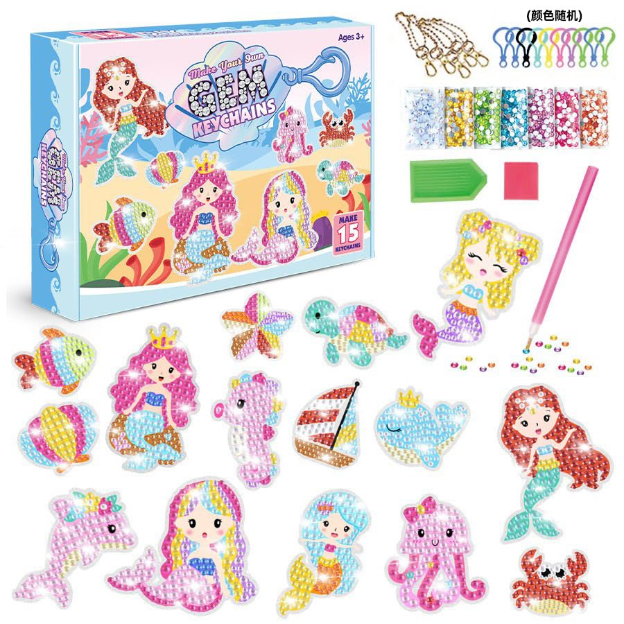 PATPAT® Arts and Crafts for Kids Ages 8-12, 15PCS Double Sided Diamond Art Keychains,5D Gem Art for Kids