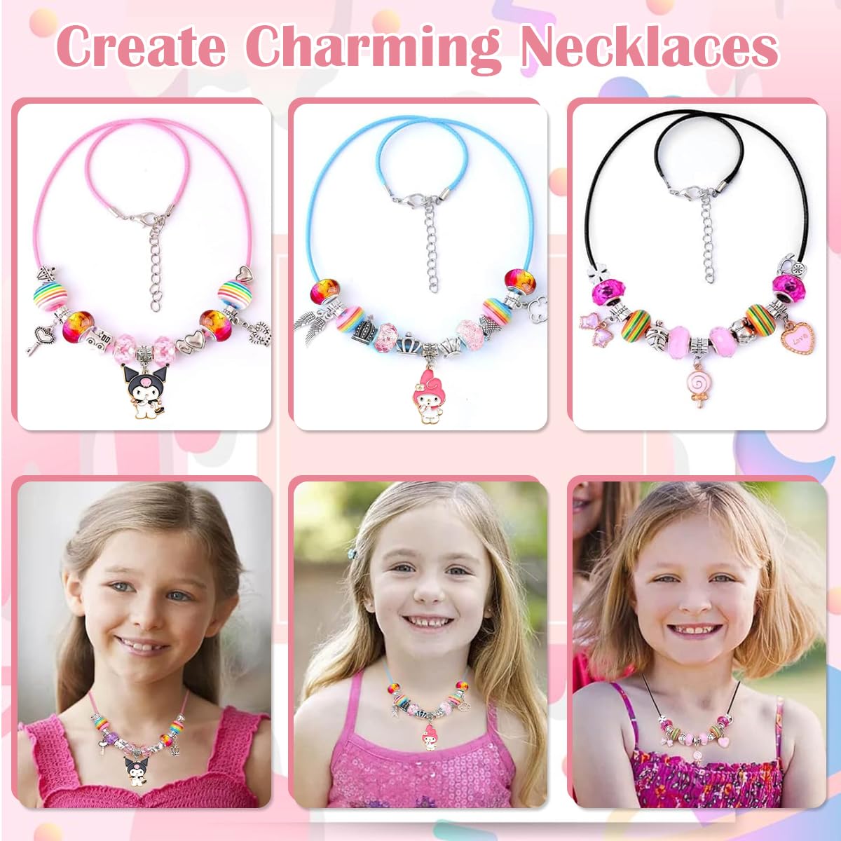 SANNIDHI DIY Bracelet Making Kit for Girls with Kuromi Charms and Beads | Gift Box Set