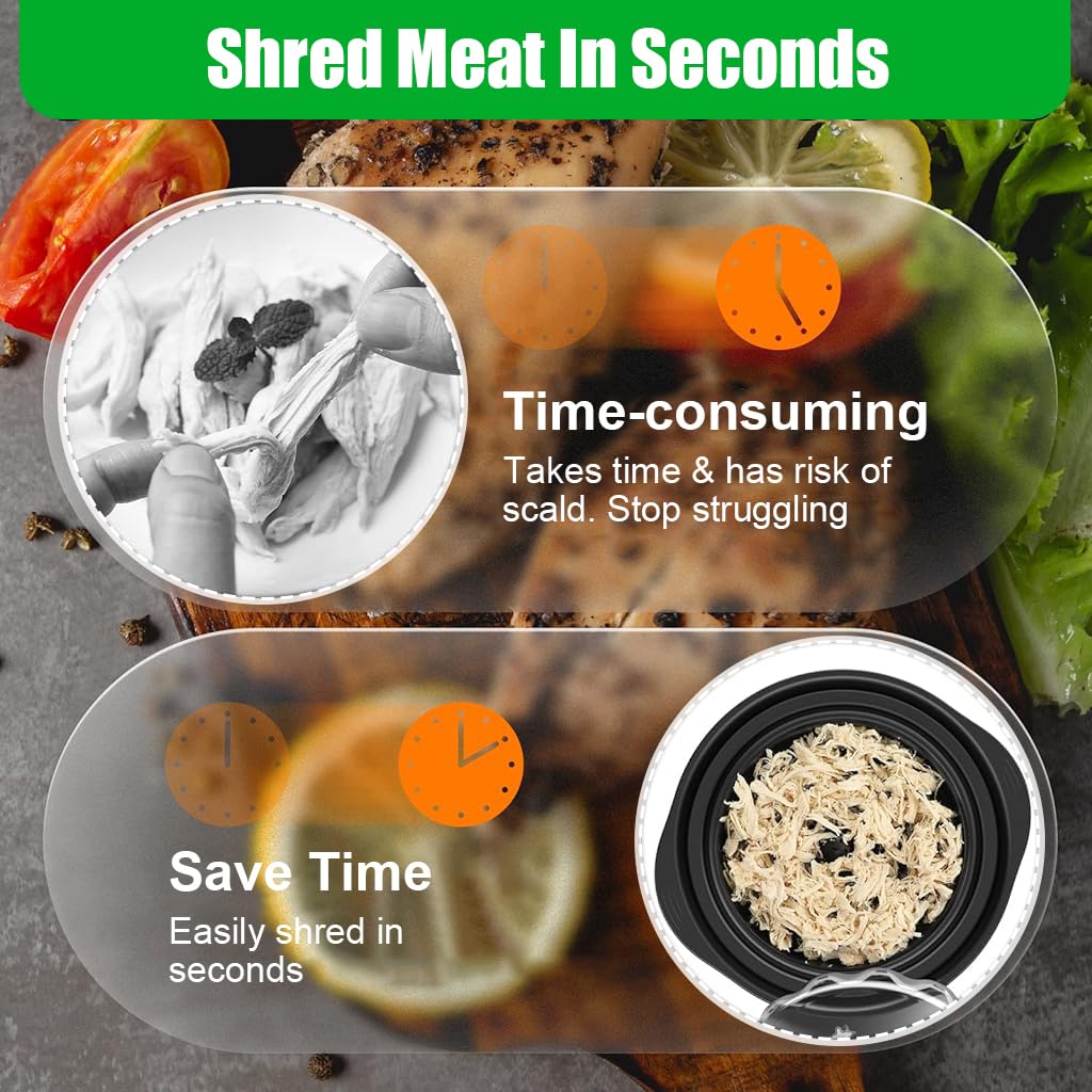 Supvox Chicken Shredder for Quick Meal Prep with 10.8 in Bowl and Ergonomic Handle | BPA-Free Black