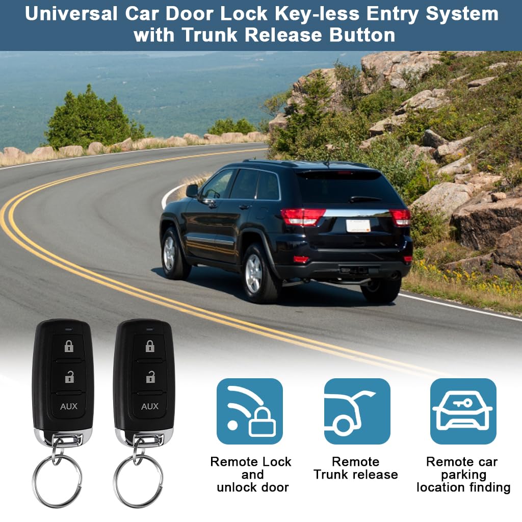 STHIRA Keyless Entry System for 12V Cars with Dual Remote Keys and Complete Wiring Kit